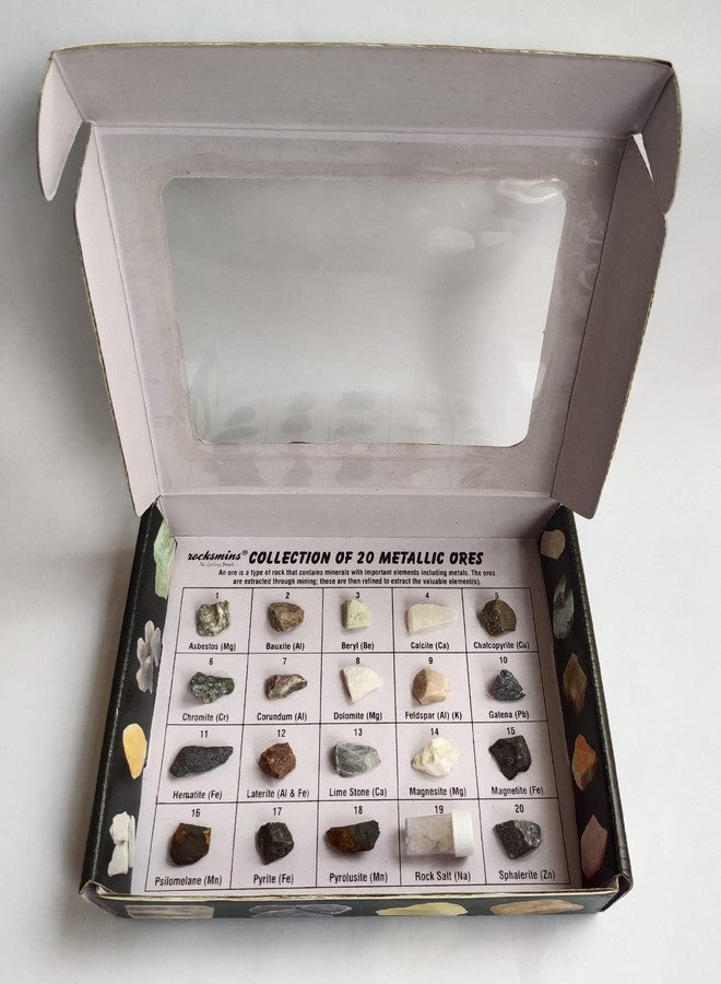 Rocksmins MO20WM-SC Collection of 20 Metallic Ores Set of 20 Specimen for Education School Education Samples Activity Geology Earth Science Memory Great Educational STEM Toys for Kids-SC - Image 4